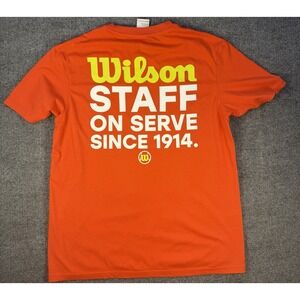 Wilson Staff On Serve Since 1914 T Shirt Mens Medium Orange Tennis Graphic Tee